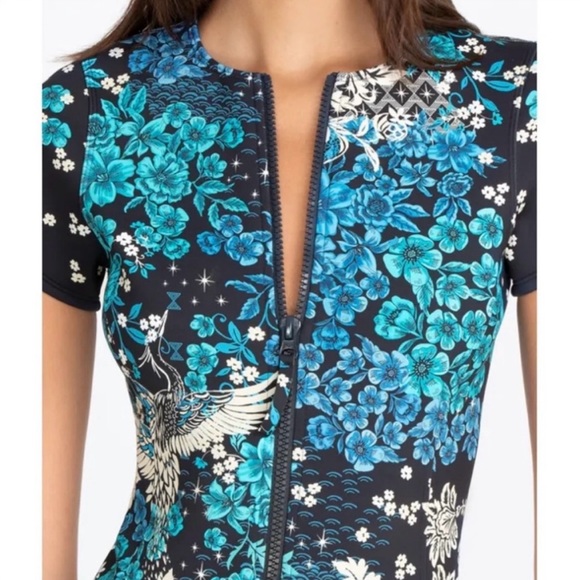 NWT Johnny Was | Blue Fly Neoprene One Piece Swimsuit | S | MSRP $298 - Picture 5 of 9